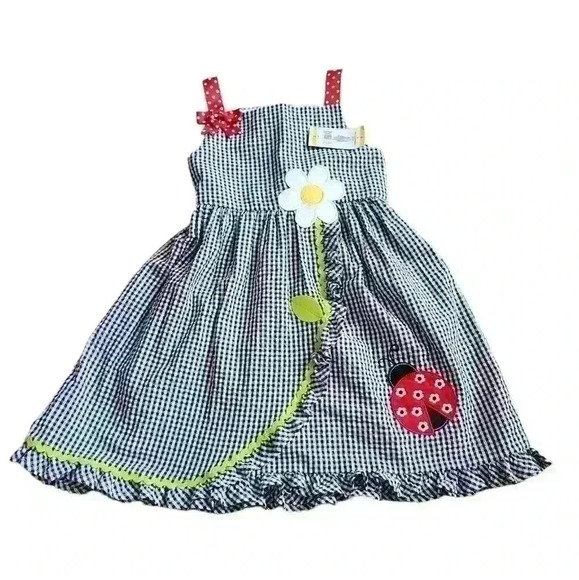Emily Rose Other - Emily Rose Girl's Lady Bug Flower Seersucker Dress sz 6